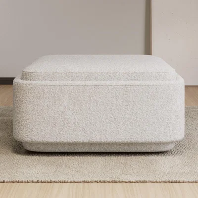 Furniture123 Large Cream Boucle Footstool with Storage - Elvi