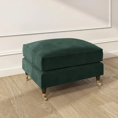 Furniture123 Dark Green Velvet Footstool - Payton