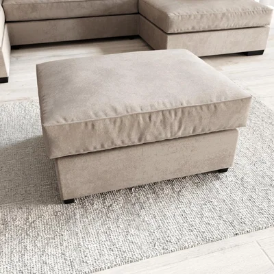 Furniture123 Footstool in Woven Beige Fabric - Madison