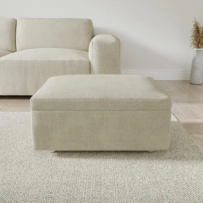 Furniture123 Ottoman Footstool in Beige Fabric - Kolt