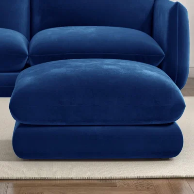 Furniture123 Navy Blue Velvet Footstool - Bodi