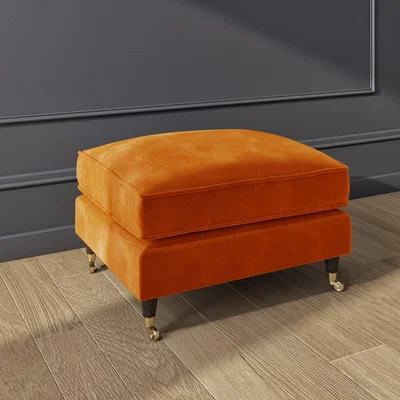 Furniture123 Opulence Orange Velvet Footstool - Payton
