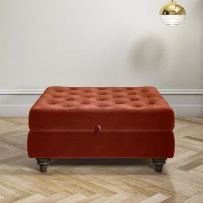 Furniture123 Burnt Orange Ottoman Storage Footstool - Buttoned - Inez