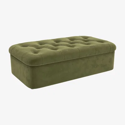 Furniture123 Olive Green Velvet Footstool Bed - Myles
