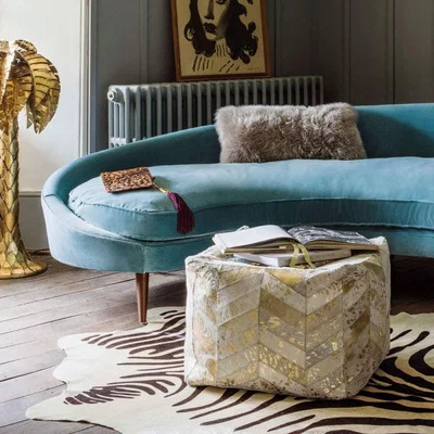 Graham & Green Chevron Cowhide Pouffe