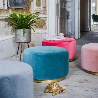Graham & Green Sofia Rose Velvet Ottoman