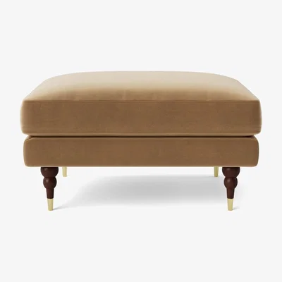 Habitat Swoon Charlbury Velvet Ottoman Footstool - Biscuit