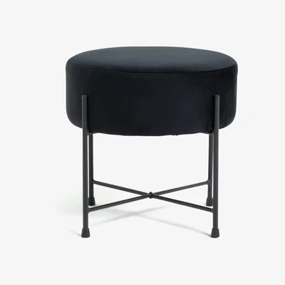 Habitat Habitat Jax Velvet Footstool - Black