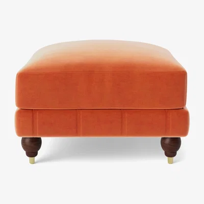 Habitat Swoon Winston Velvet Ottoman Footstool - Burnt Orange