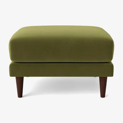 Habitat Swoon Turin Velvet Ottoman Footstool - Fern Green