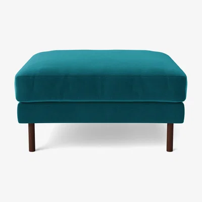 Habitat Swoon Munich Velvet Ottoman Footstool - Kingfisher Blue