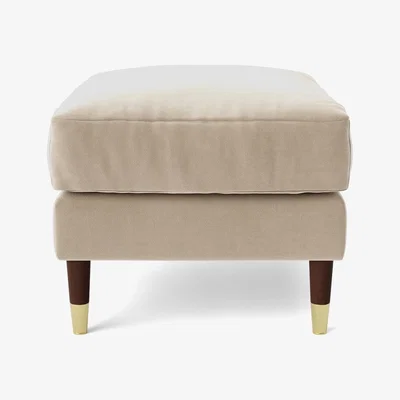 Habitat Swoon Rieti Velvet Ottoman Footstool - Taupe