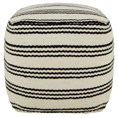 Habitat Habitat Layne Wool Cube Footstool - Black and White