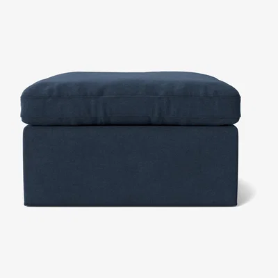 Habitat Swoon Seattle Fabric Ottoman Footstool - Indigo Blue