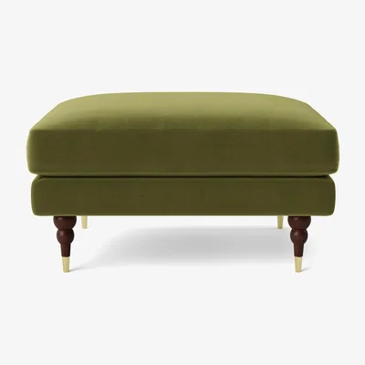 Habitat Swoon Charlbury Velvet Ottoman Footstool - Fern Green