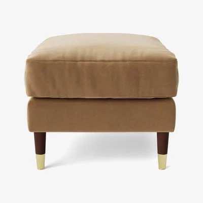 Habitat Swoon Rieti Velvet Ottoman Footstool - Biscuit