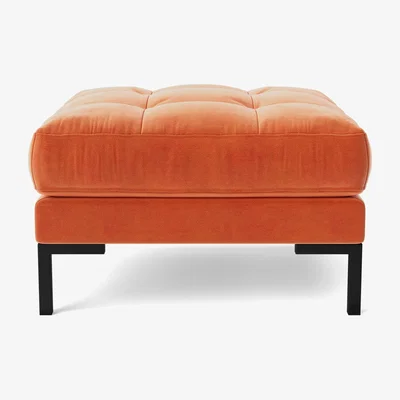 Habitat Swoon Landau Velvet Ottoman Footstool - Burnt Orange