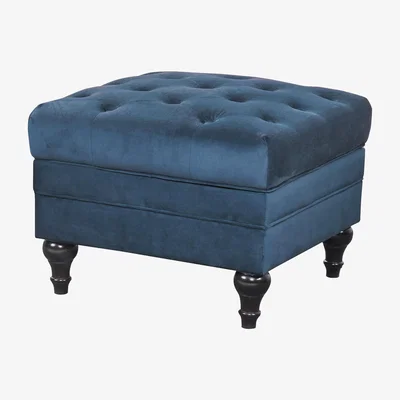 Habitat Habitat Chesterfield Velvet Storage Footstool - Blue