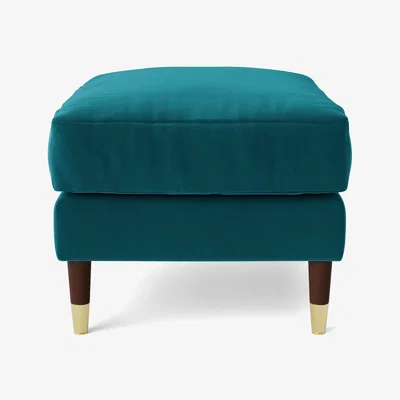 Habitat Swoon Rieti Velvet Ottoman Footstool - Kingfisher Blue