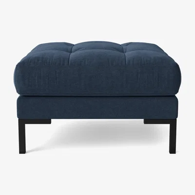 Habitat Swoon Landau Fabric Ottoman Footstool - Indigo Blue