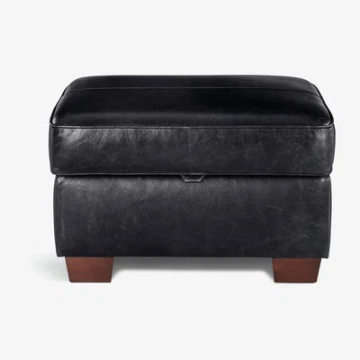 Habitat Habitat Salisbury Leather Storage Footstool - Black