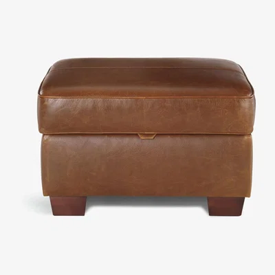 Habitat Habitat Salisbury Leather Storage Footstool - Tan