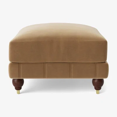 Habitat Swoon Winston Velvet Ottoman Footstool - Biscuit