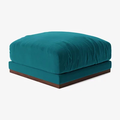 Habitat Swoon Denver Velvet Ottoman Footstool- Kingfisher Blue