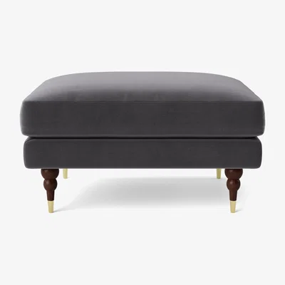 Habitat Swoon Charlbury Velvet Ottoman Footstool - Granite Grey