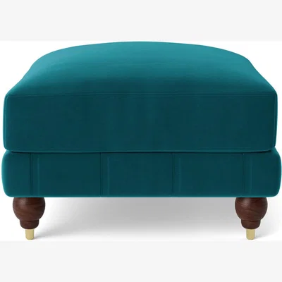 Habitat Swoon Winston Velvet Ottoman Footstool - Kingfisher Blue