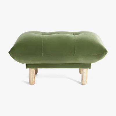 Habitat Habitat Kota Velvet Footstool - Green