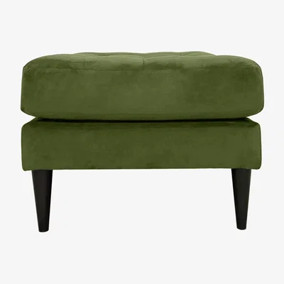 Habitat Habitat Hudson Velvet Footstool - Olive