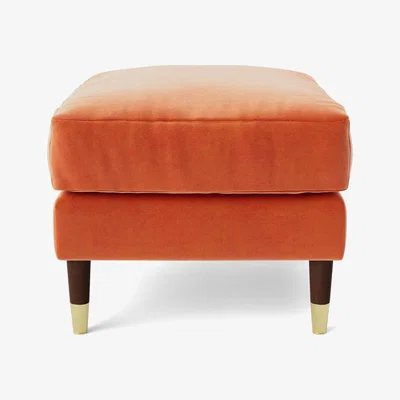 Habitat Swoon Rieti Velvet Ottoman Footstool - Burnt Orange