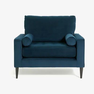 Habitat Habitat Hudson Velvet Cuddle Chair - Blue