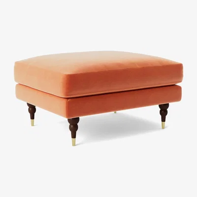 Habitat Swoon Charlbury Velvet Ottoman Footstool - Burnt Orange