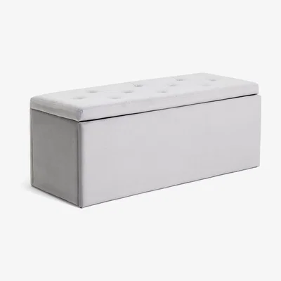 Habitat Habitat Harrogate Velvet Ottoman - Grey