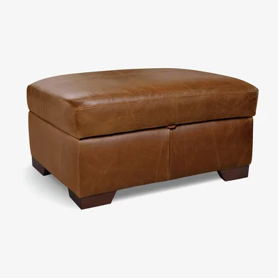Habitat Habitat Eton Leather Storage Footstool - Tan