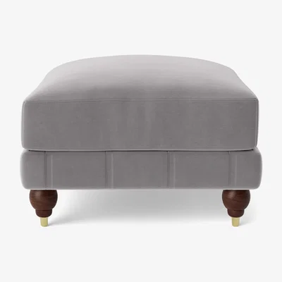 Habitat Swoon Winston Velvet Ottoman Footstool - Silver Grey