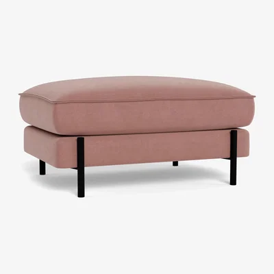 Heal's Heal's Tortona Footstool Smart Luxe Velvet Dusky Pink Black Feet