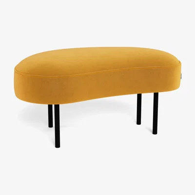 Heal's Heal's Isola Small Ottoman Nobilis Velvet Mustard Black Feet - Heal's UK Furniture