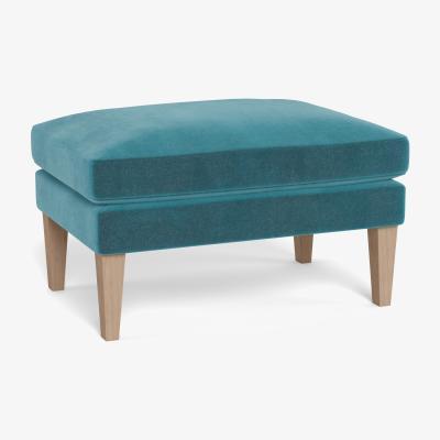 Heal's Heal's Wallis Ottoman Smart Luxe Velvet Airforce Blue Black Feet - Heal's UK Furniture