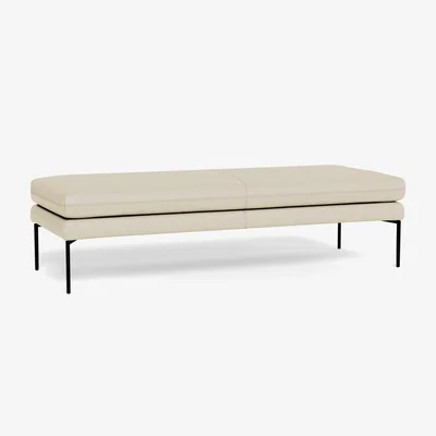 Heal's Heal's Matera Bench 160cm Leather Grain Storm 006 Black Feet - Heal's UK Furniture