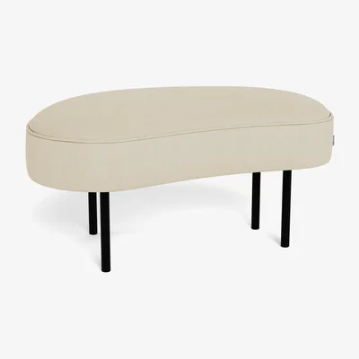 Heal's Heal's Isola Small Ottoman Leather Grain Storm 006 Bronze Feet - Heal's UK Furniture