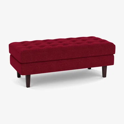 Heal's Heal's Hepburn Ottoman St Moritz Wool Red Walnut Feet - Heal's UK Furniture
