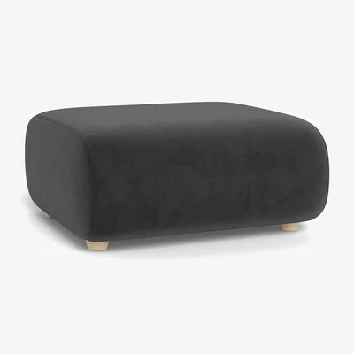 Heal's Heal's Lilli Ottoman Smart Luxe Velvet Nickel Natural Ash Feet - Heal's UK Furniture