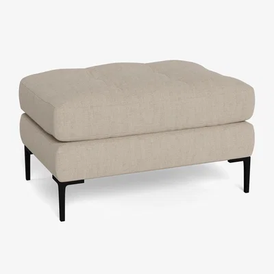 Heal's Heal's Eton Footstool Broad Weave Putty Black Feet - Heal's UK Furniture