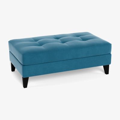 Heal's Heal's Mistral Footstool Smart Velvet Ocean Black Feet - Heal's UK Furniture