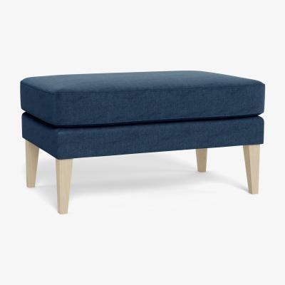 Heal's Heal's Richmond Ottoman Capelo LinenCotton Inkspot Walnut Feet - Heal's UK Furniture