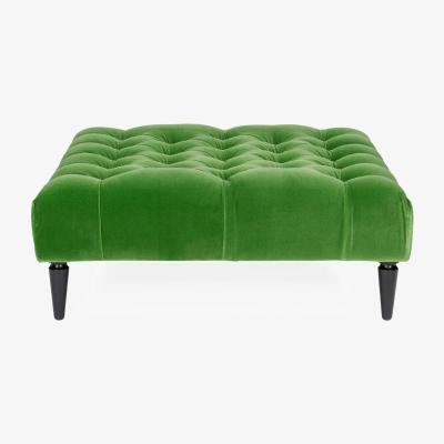 Heal's Heal's Balmoral Ottoman Tejo Recycled Cobalt Walnut Feet - Heal's UK Furniture