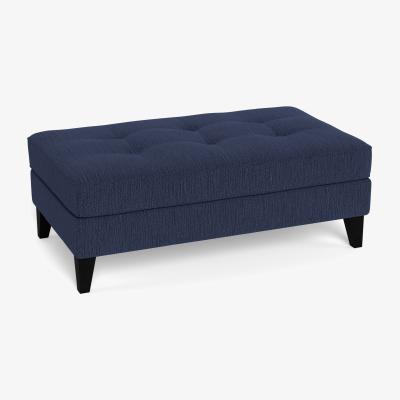 Heal's Heal's Mistral Footstool Smart Linen Mix Navy Black Feet - Heal's UK Furniture